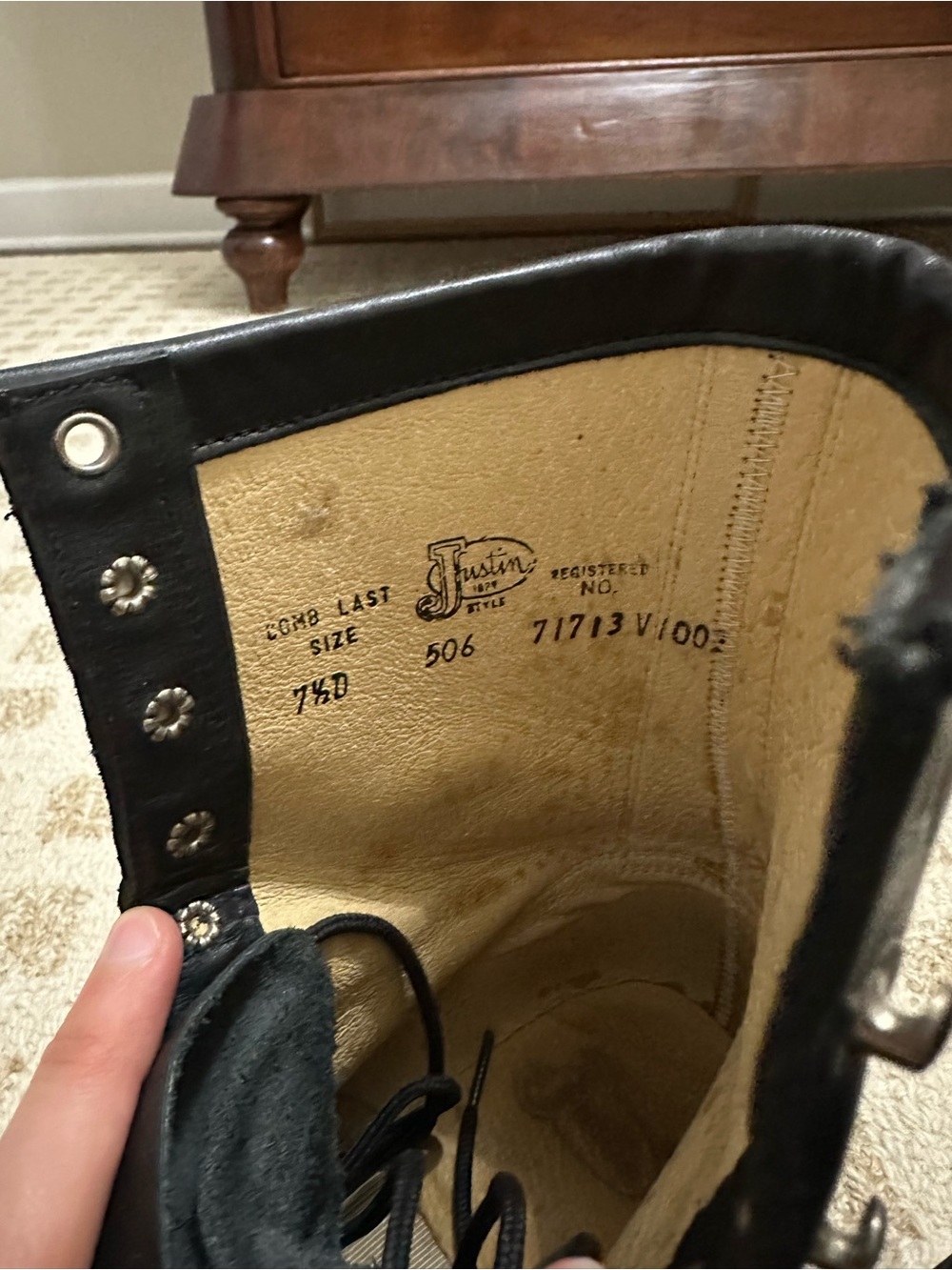 Justin Boots Black Leather Lace-Up Kiltie Ankle Boots - Picture 5 of 5